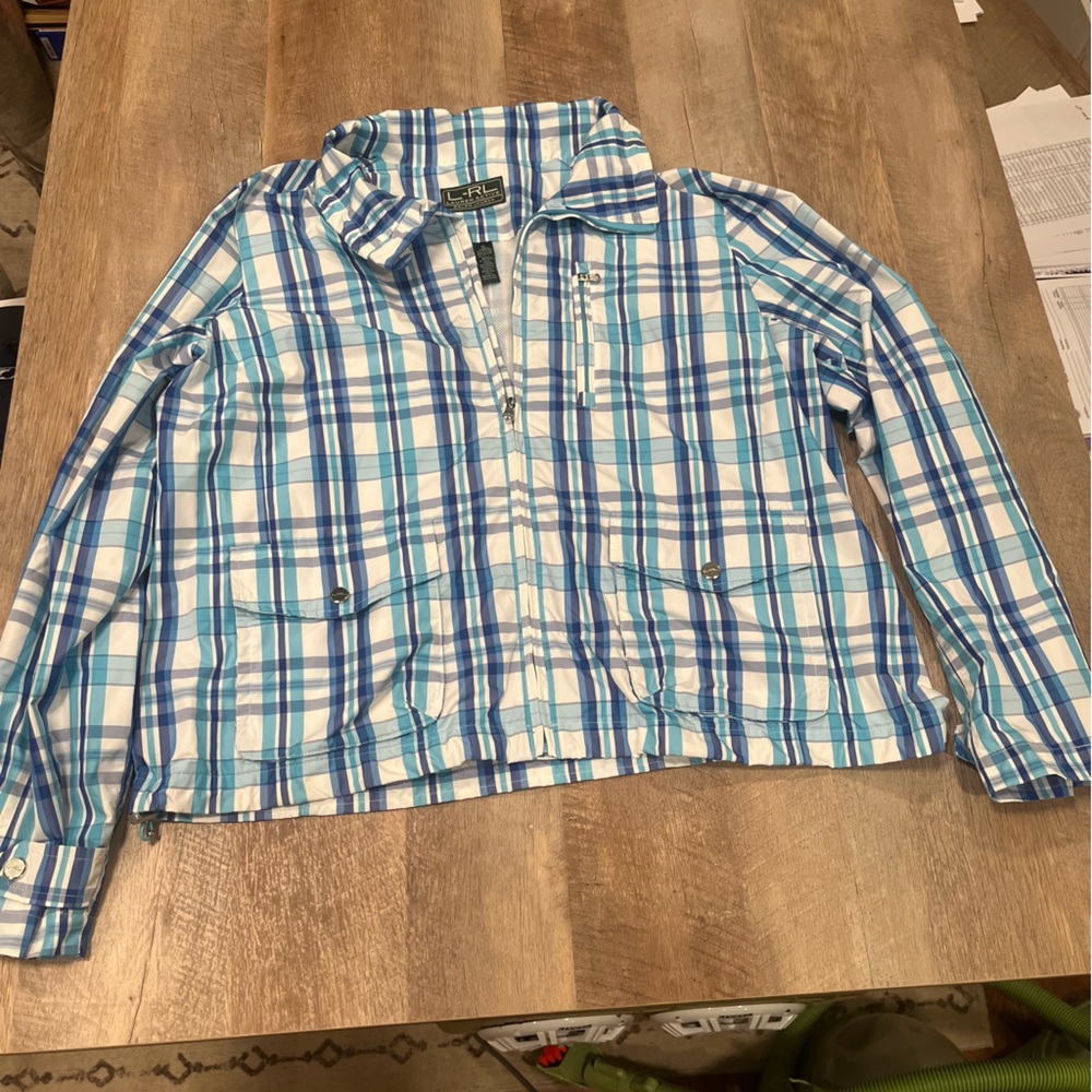 Ralph Lauren Active Blue and White Checkered Jacket Women’s Size XL
